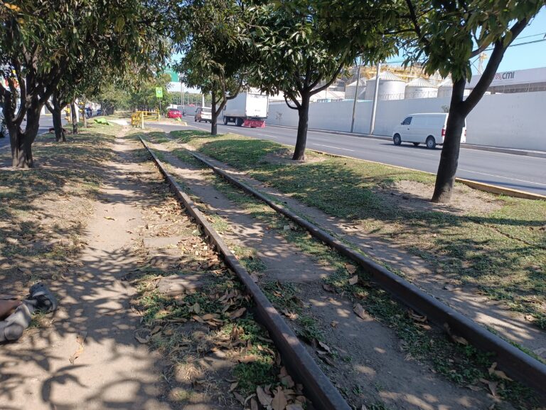 Warum einen Bürgersteig bauen, wenn man auf den alten Tram-Gleisen in der Mitte der sechsspurigen Straßen gehen kann?